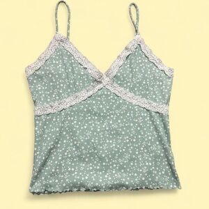 Women's Green Lace Trim Top